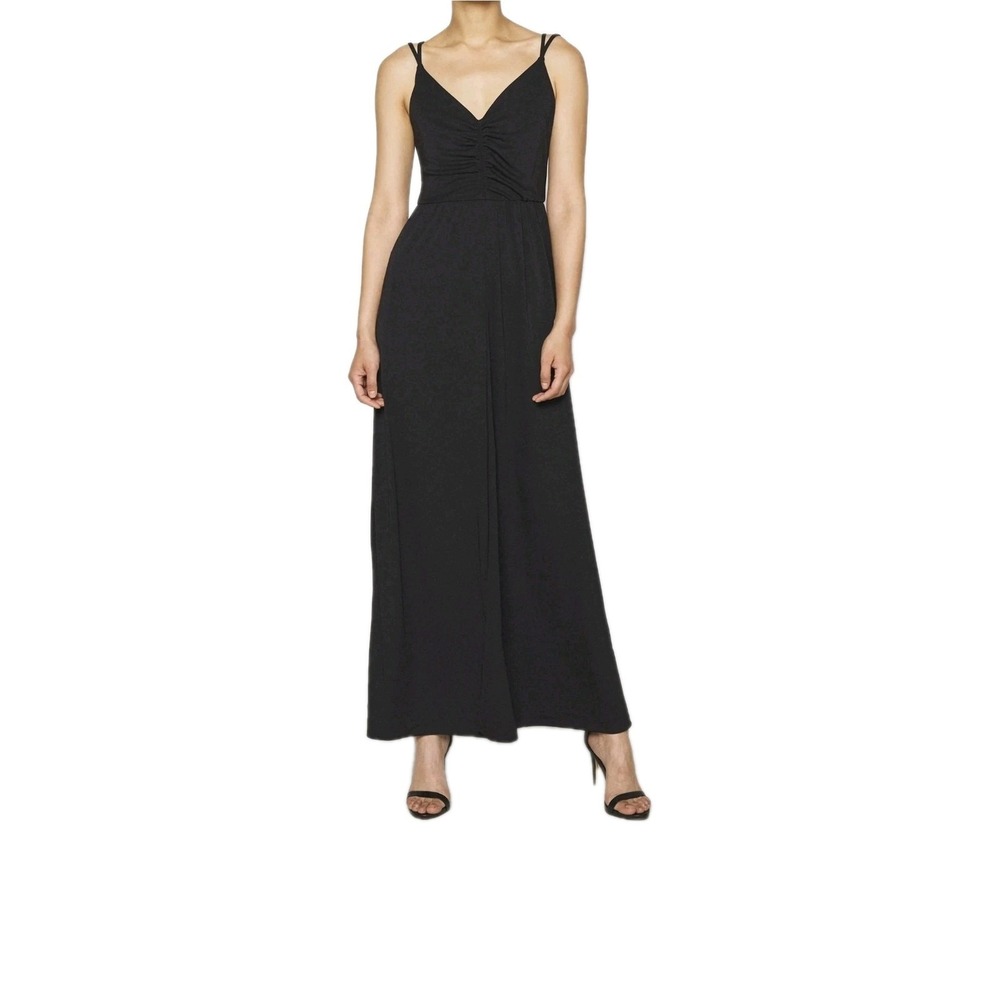 Banana Republic Black Maxi Dress Ruched Bust Double Strap Tall M Formal New